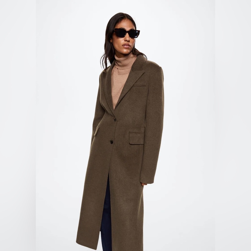 Mango MNG | Fitted Handmade Wool Long Coat Jacket - Picture 6 of 12